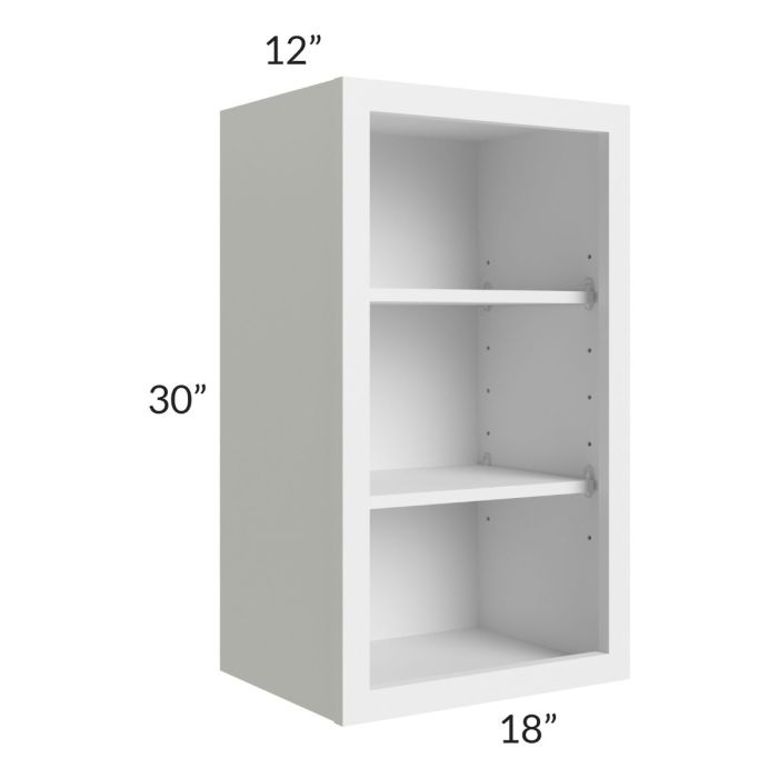 RTA Asheville White Shaker 18" x 30" Wall Open Cabinet
