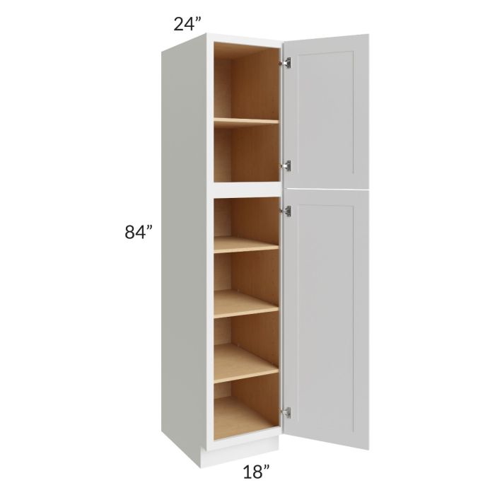RTA Asheville White Shaker 18" x 84" Wall Pantry Cabinet with 3 Roll Out Trays