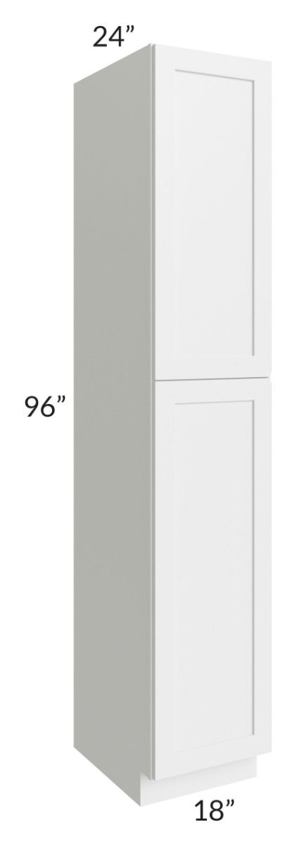 RTA Asheville White Shaker 18" x 96" Wall Pantry Cabinet with 1 Roll Out Tray