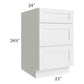 RTA Asheville White Shaker 21" 3-Drawer Base Cabinet