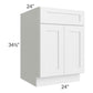 RTA Asheville White Shaker 24" Base Cabinet with 2 Roll Out Trays and 1 Decorative End Panel