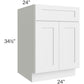 RTA Asheville White Shaker 24" Sink Base Cabinet with 1 Decorative End Panel