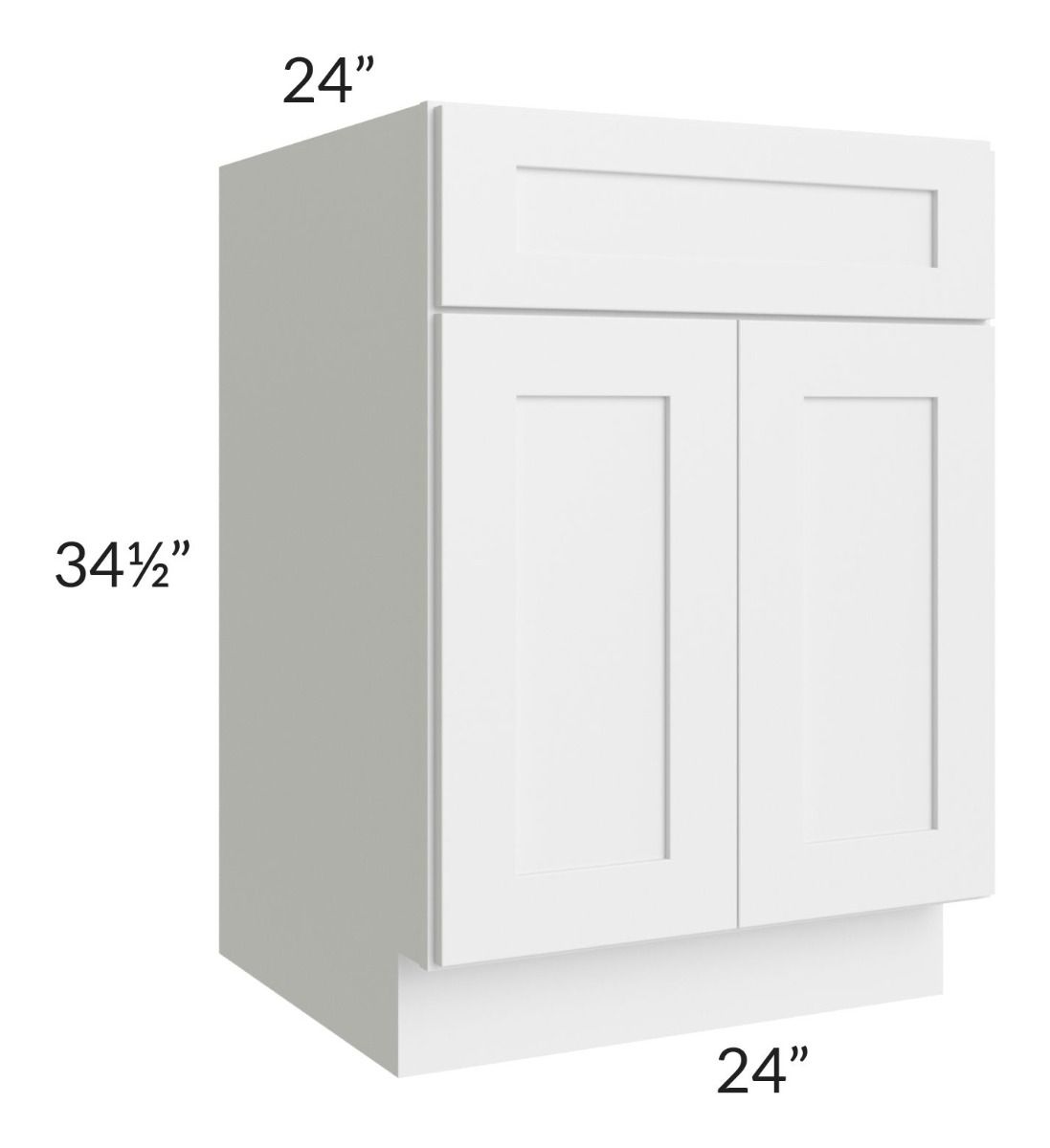 RTA Asheville White Shaker 24" Sink Base Cabinet with 1 Decorative End Panel