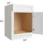RTA Asheville White Shaker 24" Sink Base Cabinet with 1 Decorative End Panel