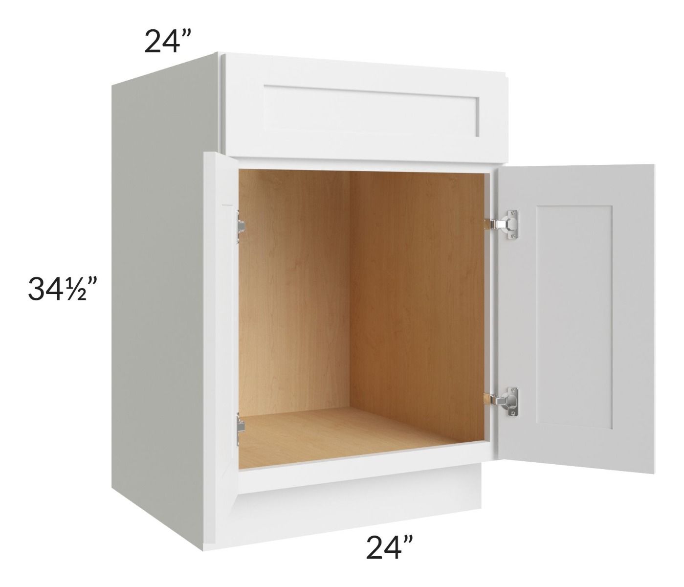 RTA Asheville White Shaker 24" Sink Base Cabinet with 1 Decorative End Panel