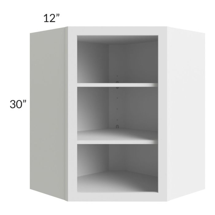 RTA Asheville White Shaker 24" x 30" Wall Diagonal Corner Open Cabinet with 1 Decorative End Panel
