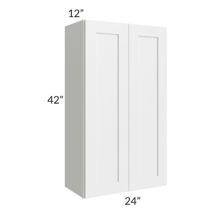 RTA Asheville White Shaker 24" x 42" Wall Cabinet wiht 1 Decorative End Panel