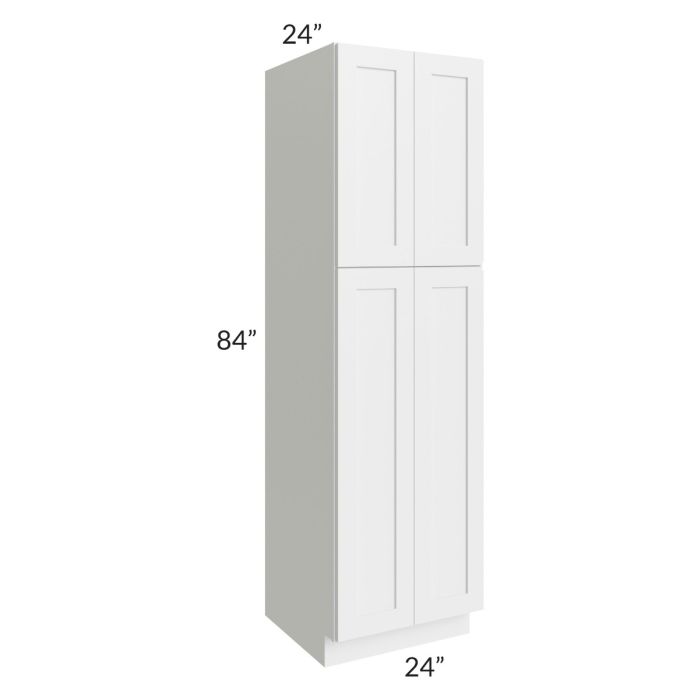 RTA Asheville White Shaker 24" x 84" Wall Pantry Cabinet with 2 Decorative End Panel