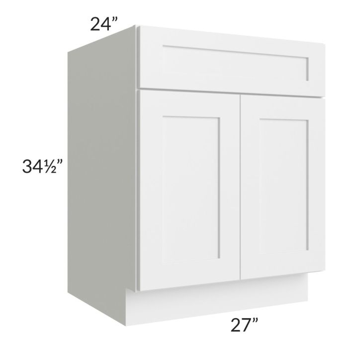 RTA Asheville White Shaker 27" Base Cabinet with 1 Decorative End Panel