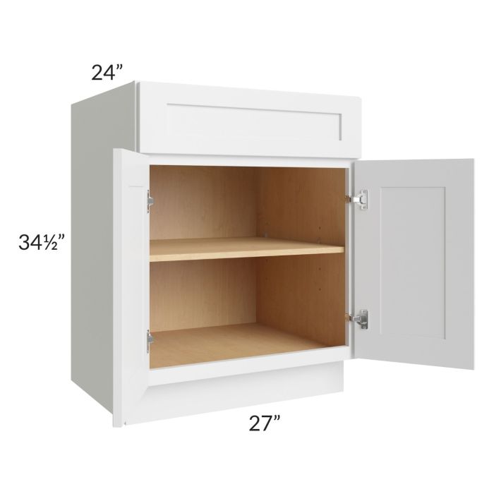 RTA Asheville White Shaker 27" Base Cabinet with 1 Decorative End Panel