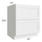 RTA Asheville White Shaker 30" 2-Drawer Base Cabinet