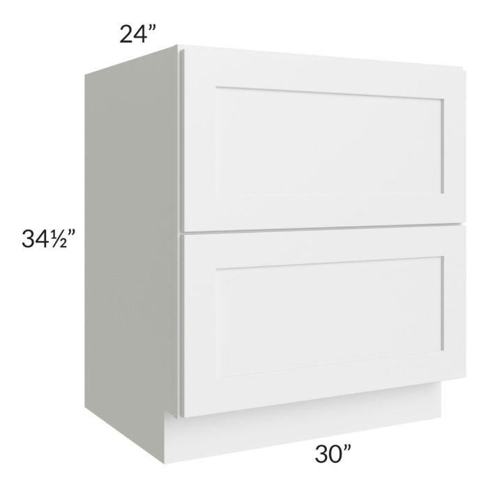 RTA Asheville White Shaker 30" 2-Drawer Base Cabinet