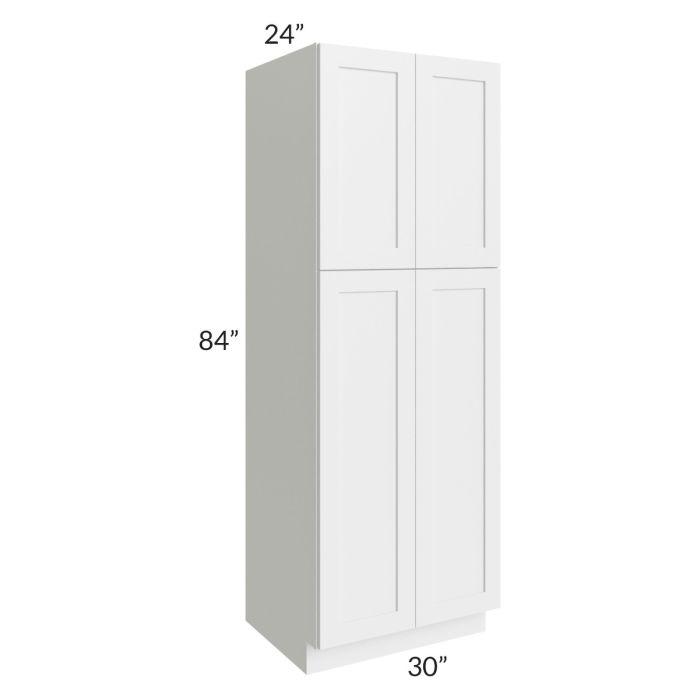 RTA Asheville White Shaker 30" x 84" Wall Pantry Cabinet with 2 Decorative End Panel