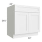RTA Asheville White Shaker 33" Sink Base Cabinet