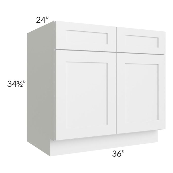 RTA Asheville White Shaker 36" Base Cabinet with 1 Decorative End Panel