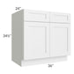 RTA Asheville White Shaker 36" Base Cabinet with 2 Roll Out Trays