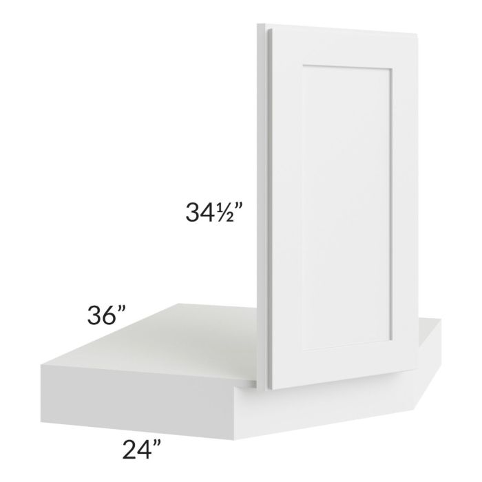 RTA Asheville White Shaker 36" Corner Sink Base Front and Floor
