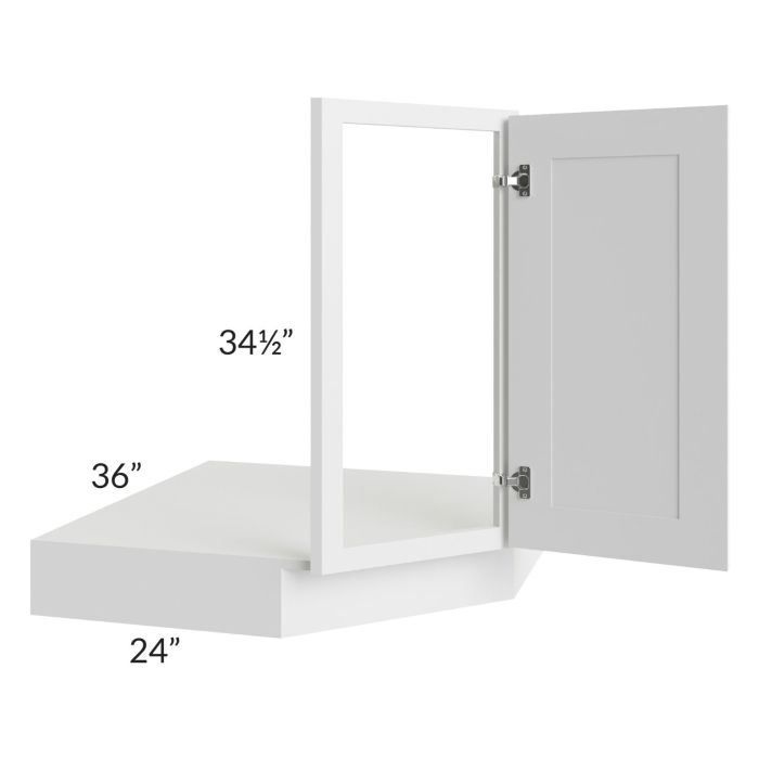 RTA Asheville White Shaker 36" Corner Sink Base Front and Floor