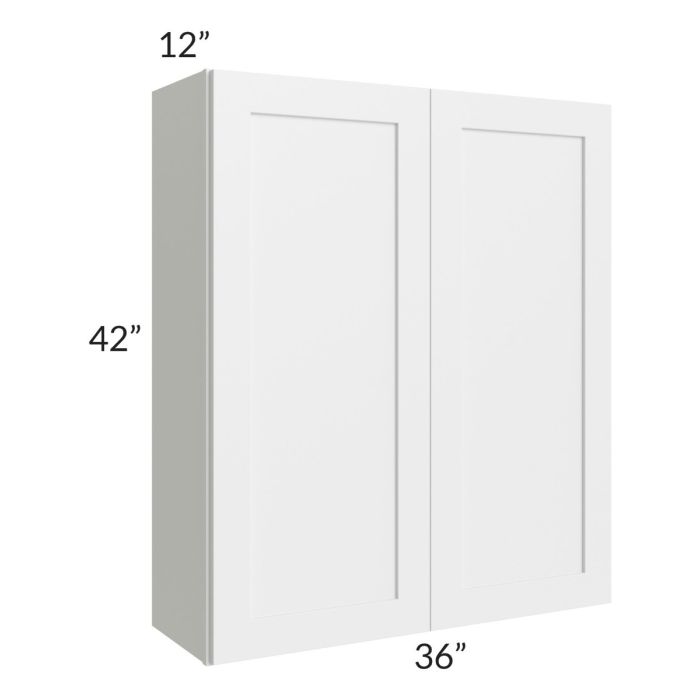 RTA Asheville White Shaker 36" x 42" Wall Cabinet with 2 Decorative End Panels
