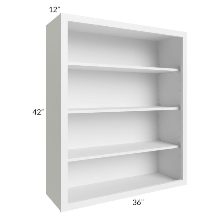 RTA Asheville White Shaker 36" x 42" Wall Open Cabinet with 2 Decorative End Panels