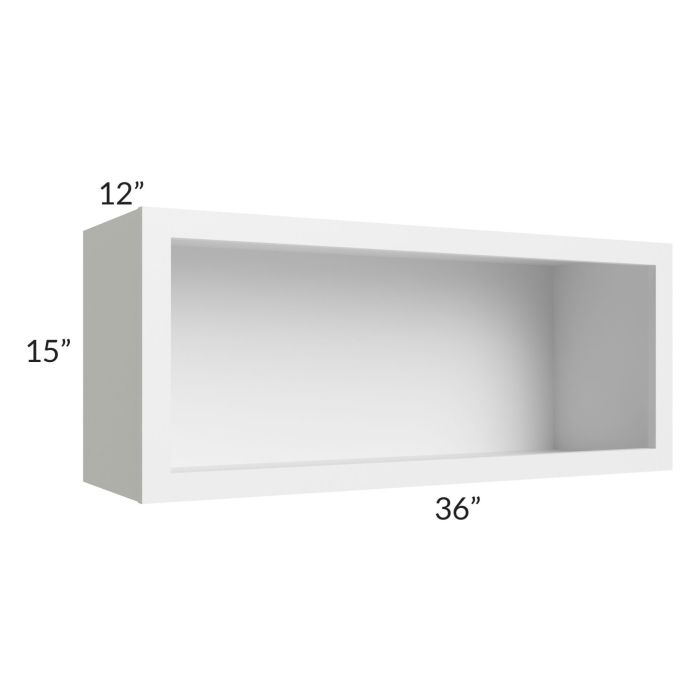 RTA Asheville White Shaker 36x15 Wall Open Cabinet