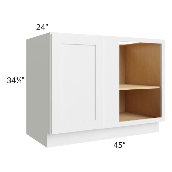 RTA Asheville White Shaker 45" Full Height Door Blind Corner Base Cabinet