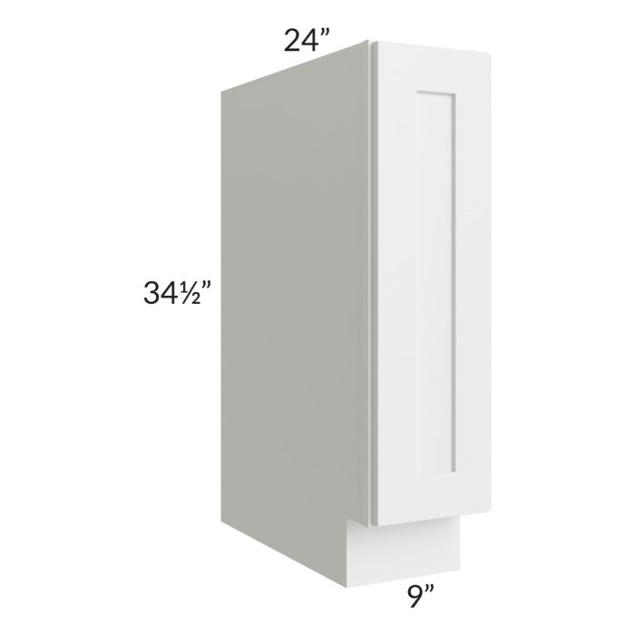 RTA Asheville White Shaker 9" Full Height Door Base Cabinet