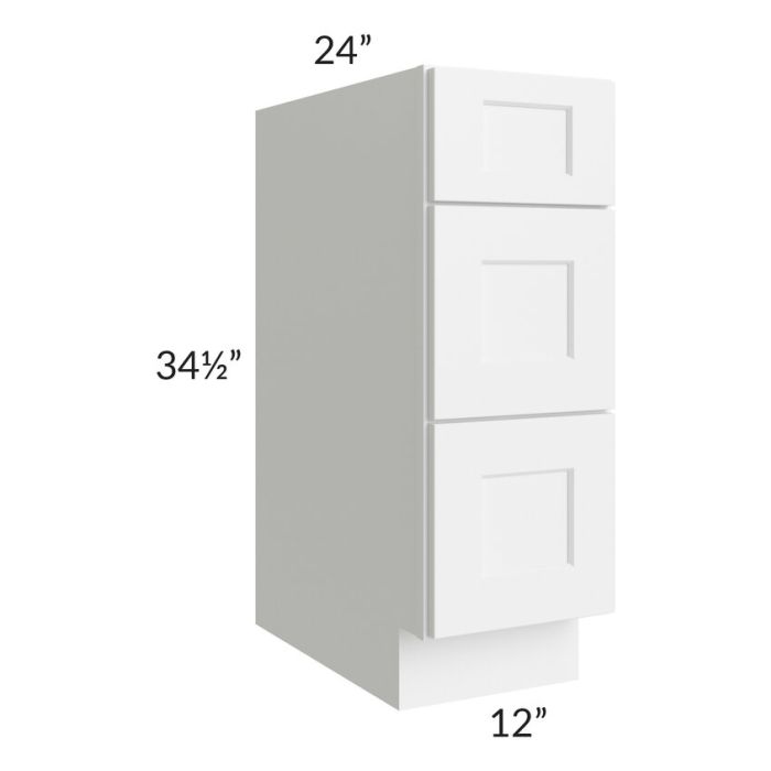 RTA Aspen White Shaker 12" Drawer Base Cabinet