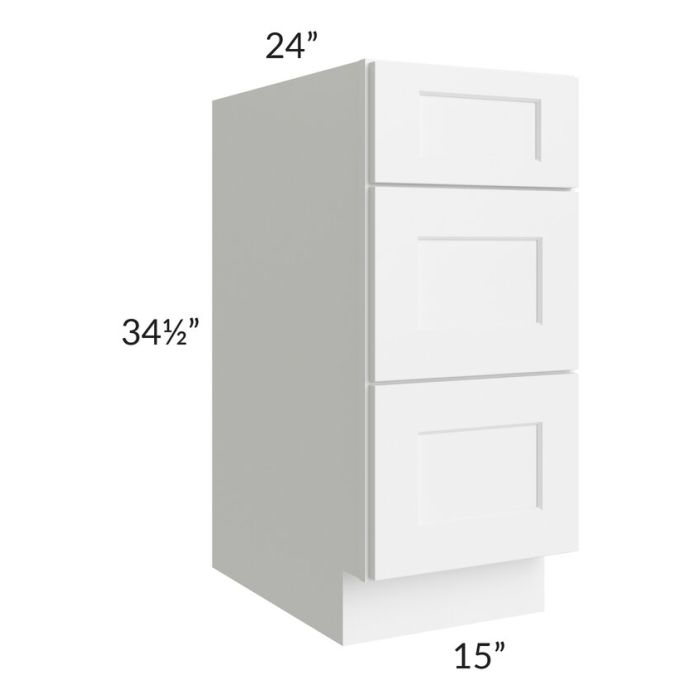 RTA Aspen White Shaker 15" Drawer Base Cabinet with 2 Decorative End Panels