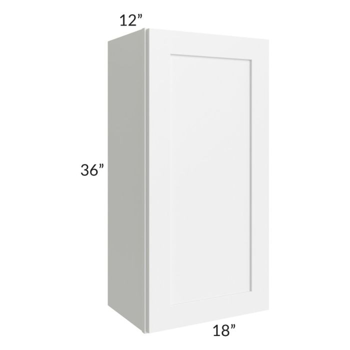 RTA Aspen White Shaker 18" x 36" Wall Cabinet with 1 Decorative End Panel and Glass Door