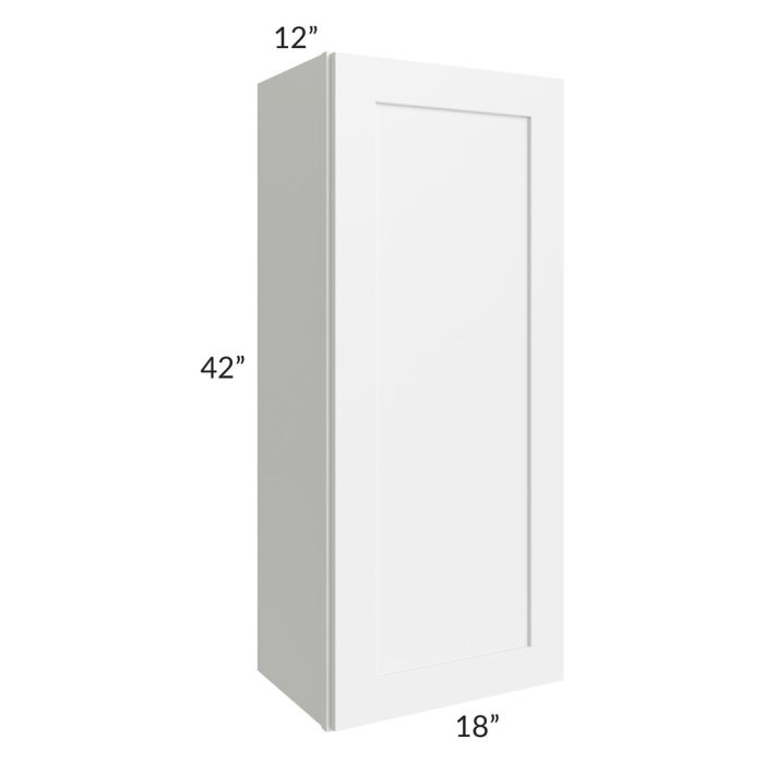 RTA Aspen White Shaker 18" x 42" Wall Cabinet with 1 Decorative End Panel and Glass Door