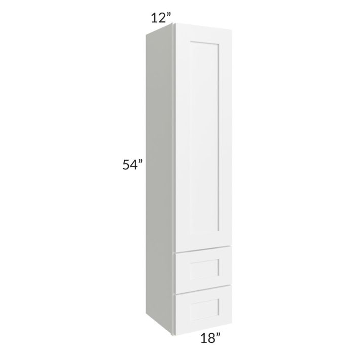 RTA Aspen White Shaker 18" x 54" Wall Cabinet With Drawers with Glass Door