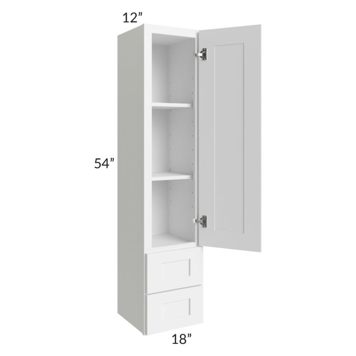 RTA Aspen White Shaker 18" x 54" Wall Cabinet With Drawers with Glass Door