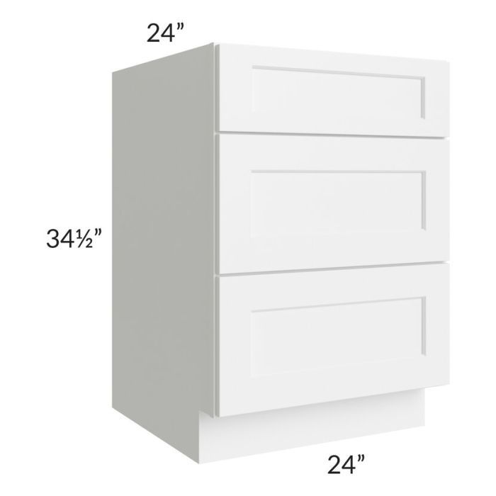 RTA Aspen White Shaker 24" Drawer Base Cabinet with 2 Decorative End Panels
