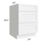 RTA Aspen White Shaker 24" Drawer Base Cabinet