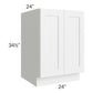 RTA Aspen White Shaker 24" Full Height Door Base Cabinet