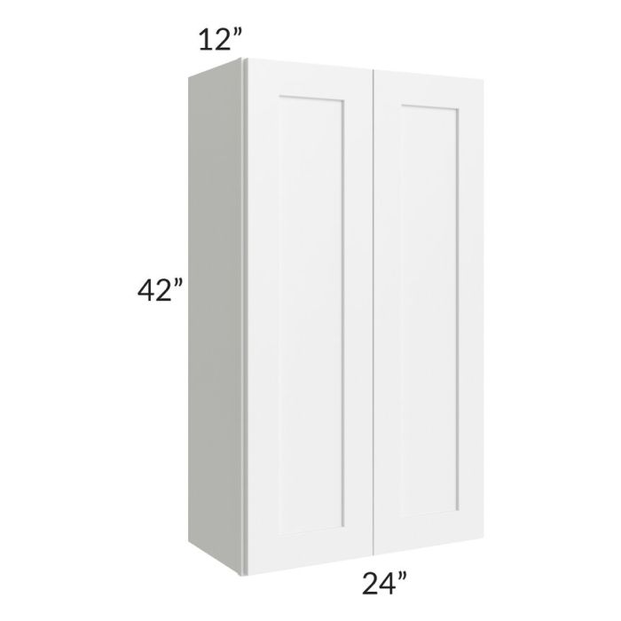 RTA Aspen White Shaker 24" x 42" Wall Cabinet with 1 Decorative End Panel