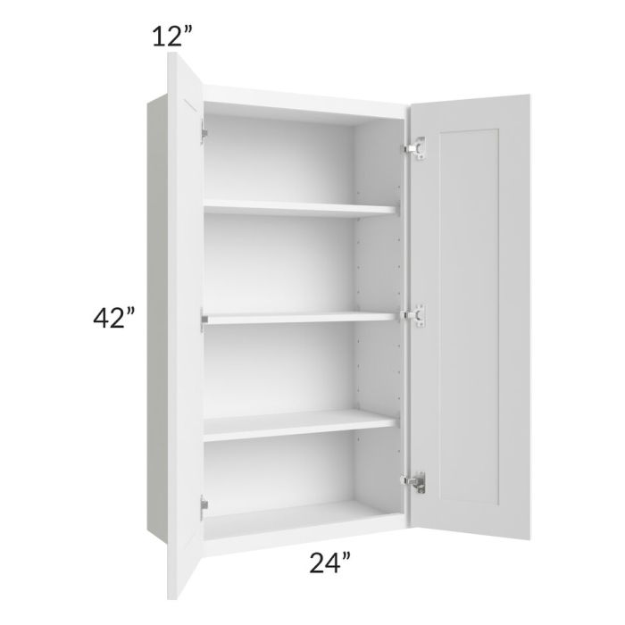 RTA Aspen White Shaker 24" x 42" Wall Cabinet with 1 Decorative End Panel