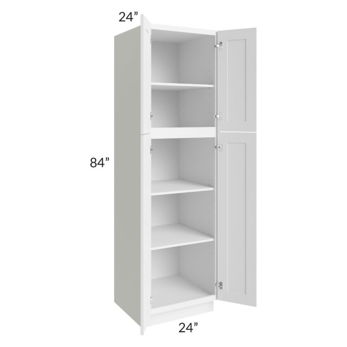 RTA Aspen White Shaker 24" x 84" Wall Pantry with 2 Roll Out Trays and 2 Decorative End Panels
