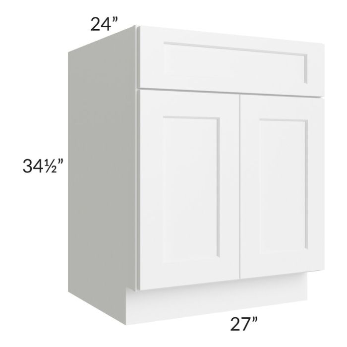 RTA Aspen White Shaker 27" Base Cabinet with 2 Roll Out Trays