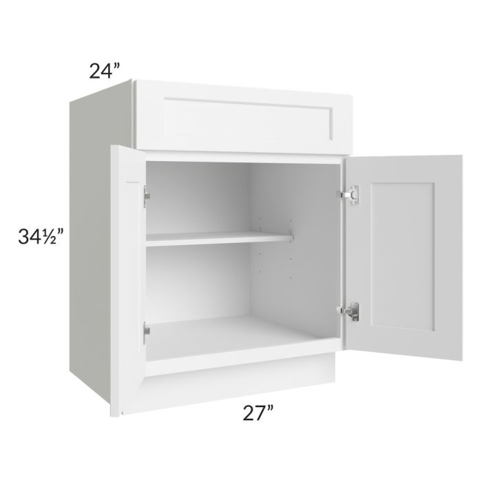RTA Aspen White Shaker 27" Base Cabinet with 2 Roll Out Trays