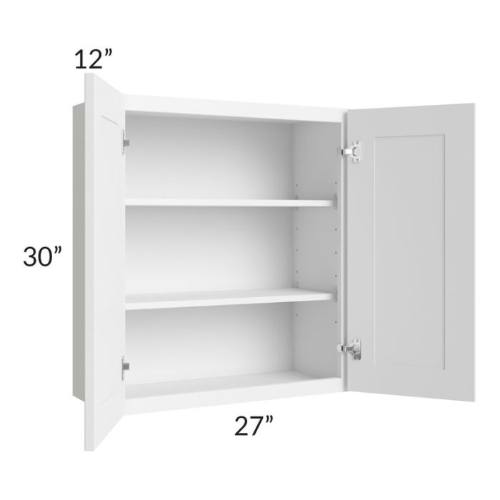 RTA Aspen White Shaker 27" x 30" Wall Cabinet with 2 Decorative End Panels