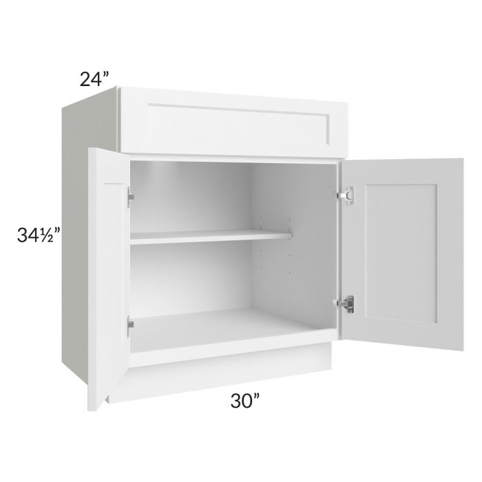 RTA Aspen White Shaker 30" Base Cabinet with 1 Decorative End Panel