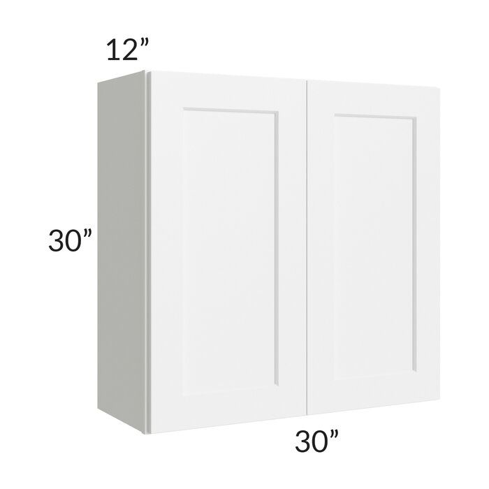 RTA Aspen White Shaker 30" x 30" Wall Cabinet with 2 Decorative End Panels