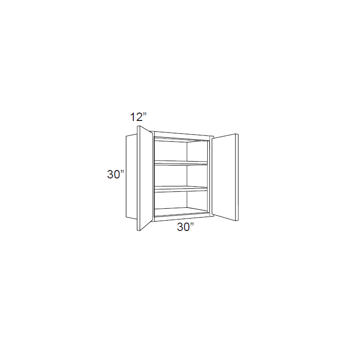 RTA Aspen White Shaker 30" x 30" Wall Cabinet with 2 Decorative End Panels