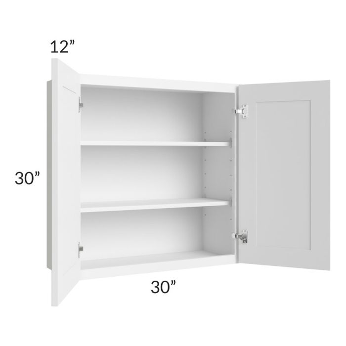 RTA Aspen White Shaker 30" x 30" Wall Cabinet with 2 Decorative End Panels