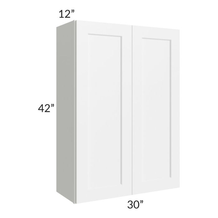 RTA Aspen White Shaker 30" x 42" Wall Cabinet with 2 Decorative End Panels
