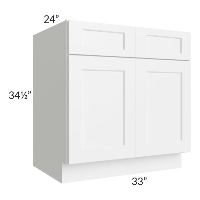 RTA Aspen White Shaker 33" Base Cabinet with 1 Decorative End Panel