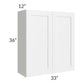 RTA Aspen White Shaker 33" x 36" Wall Cabinet with 2 Decorative End Panels