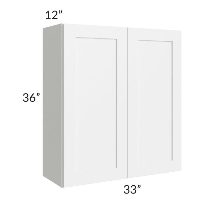RTA Aspen White Shaker 33" x 36" Wall Cabinet with 2 Decorative End Panels